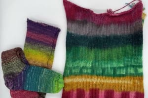 Self-stripping sock blank.