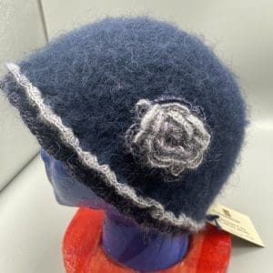 Large, Navy Blue Cloche With Violet Trim