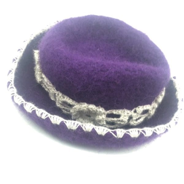 Medium, Purple, Rolled Brim With Silk Lace