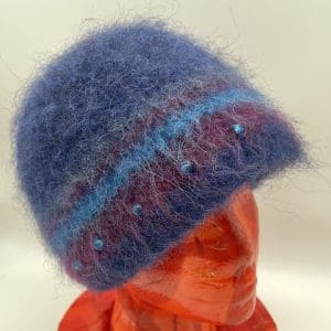 Small, Blue, Bob-Hat, with Turquoise Beads.