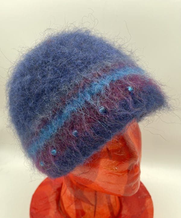 Small, Blue, Bob-Hat, with Turquoise Beads.