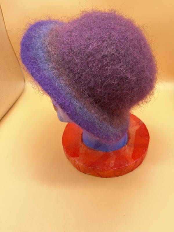 Small, Flat Brimmed, Hat With Round Crown in Purples - Image 2