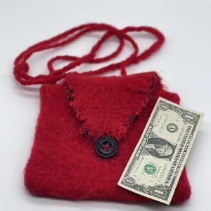 Red Money Bag Trimmed With Bling