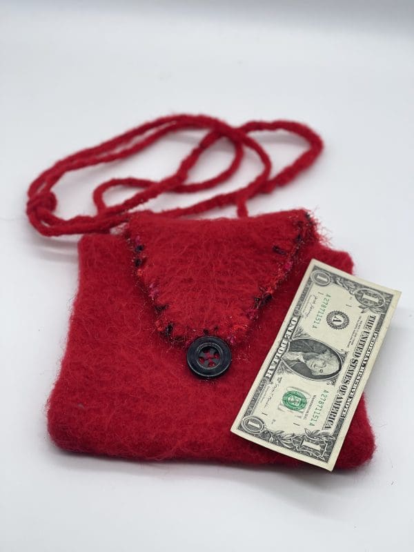 Red Money Bag Trimmed With Bling