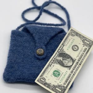 Blue Money Bag With Antique Button