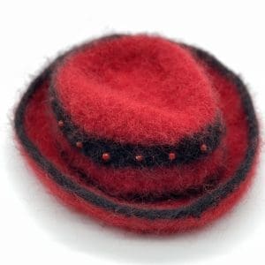 Large Red & Black Fedora with Red Glass Beads.
