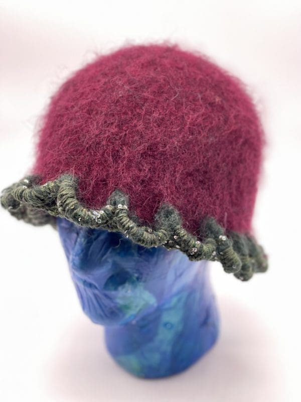 Large Burgundy/Green Cloche with Sequins.