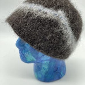 Large, Bob-Hat in Shades of Grey With Opalescent Glass Beads