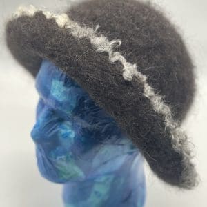 Large Black Partially Rolled Brim With Angora Trim