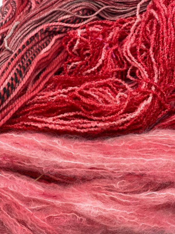 697 Yards, DK Weight, Hand-Dyed Textures in Red-Pink