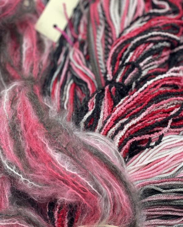 697 Yards, DK Weight, Hand-Dyed Textures in Red/Grey/Black
