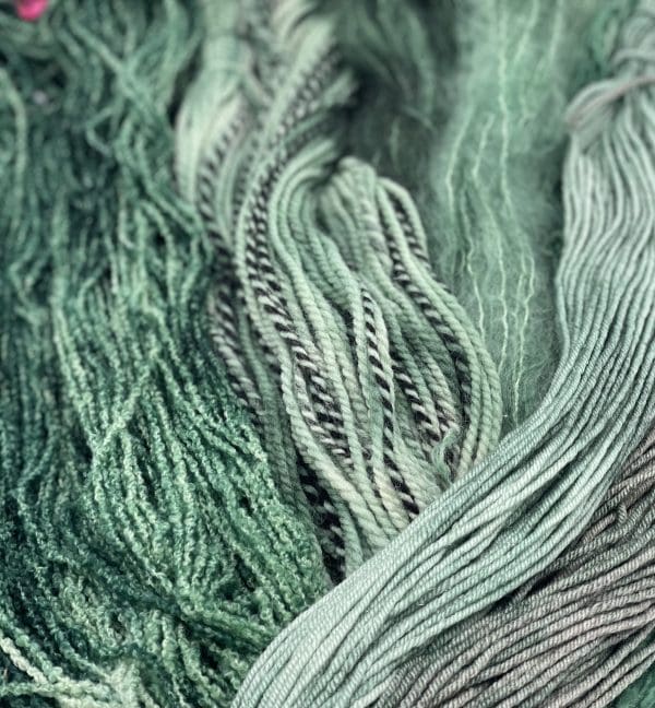 697 Yards, DK Weight, Hand-Dyed Textures in Sea-Foam Green